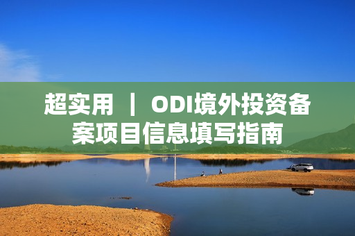 超实用 ｜ ODI境外投资备案项目信息填写指南