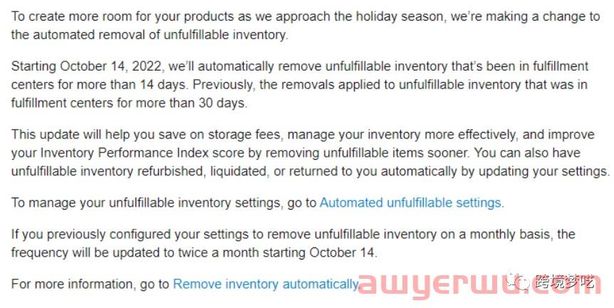 亚马逊美国站又要搞事情！亚马逊将对自动移除不可售库存进行更改！ 第2张